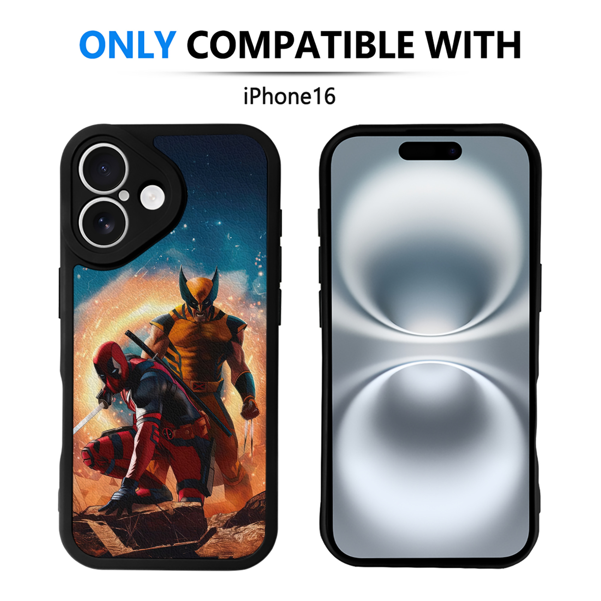 （画像用） Deadpool デッドプール 【iPhone 16シリーズ対応】シリコンスマホケース（レザー調） 材質：シリコン